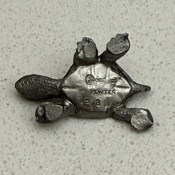 Vintage Spoontiques Tiny Pewter Turtle Figurine Miniature - Picture 7 of 9